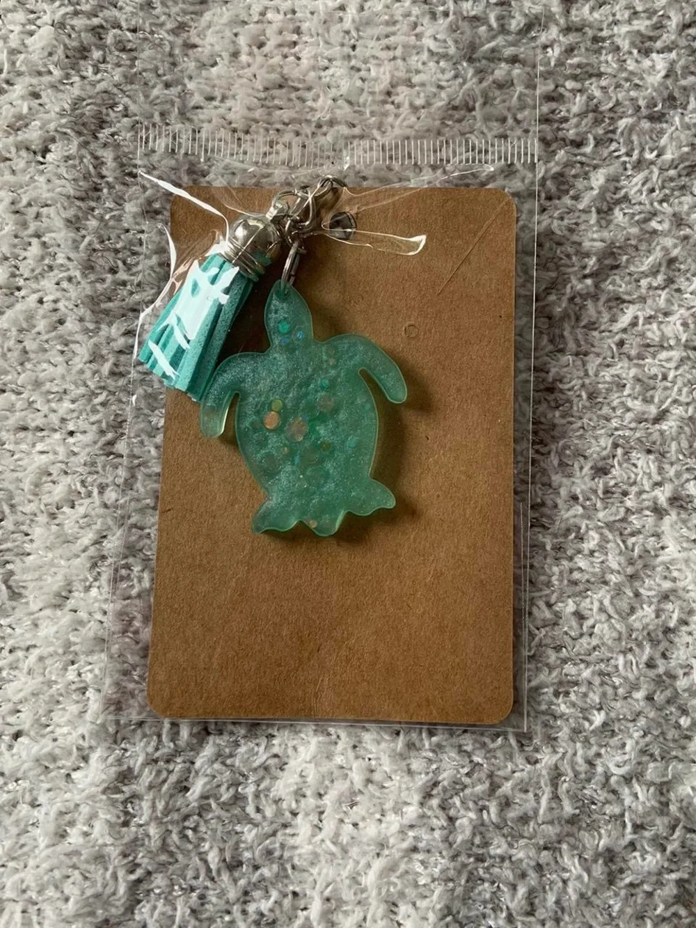 Sea Turtle Pet Charm Keychain - Teal Green